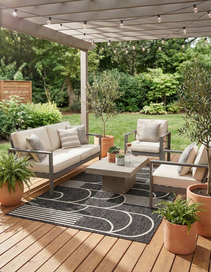 Detail image of 5' 3 x 8'  Washable Modern Indoor / Outdoor Rug