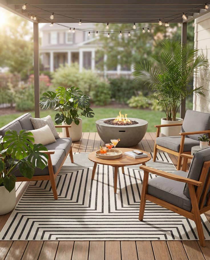 Detail image of 7' x 10' Easy-Clean Modern Indoor / Outdoor Rug