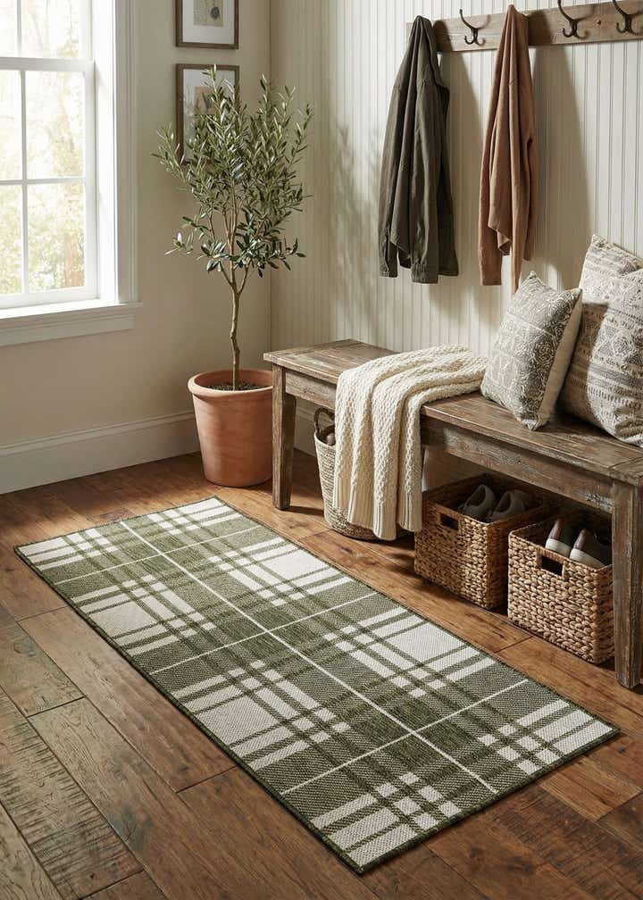 2' x 5' 3 Easy-Clean Checkered Indoor / Outdoor Runner Rug