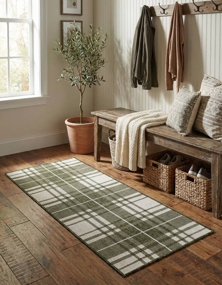 Detail image of 2' x 5' 3 Easy-Clean Checkered Indoor / Outdoor Runner Rug