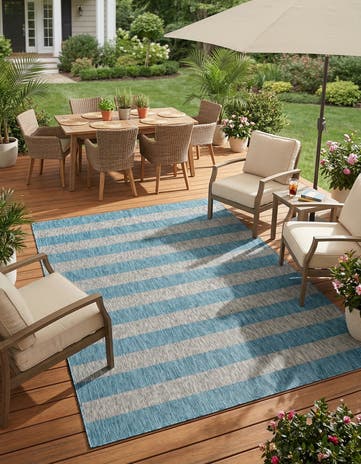 7' 10 x 11' Easy-Clean Ribbon Indoor / Outdoor Rug