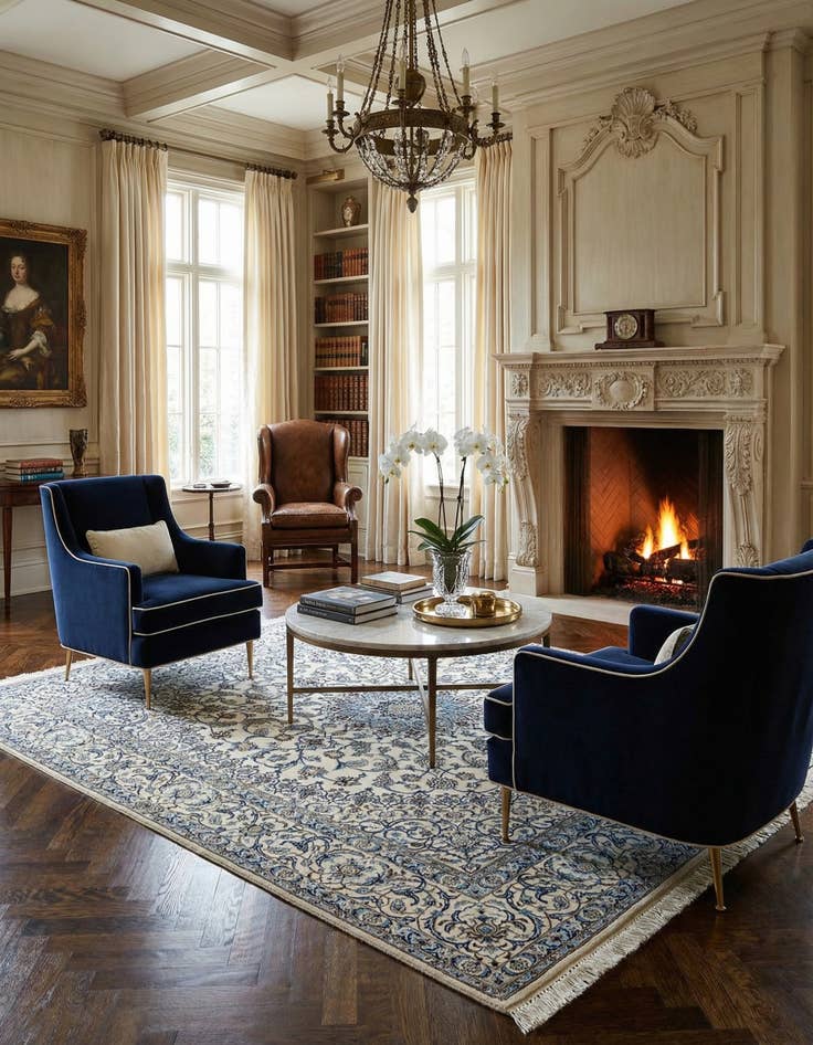 Detail image of 6' 8 x 6' 8  Hand Knotted Nain Rug