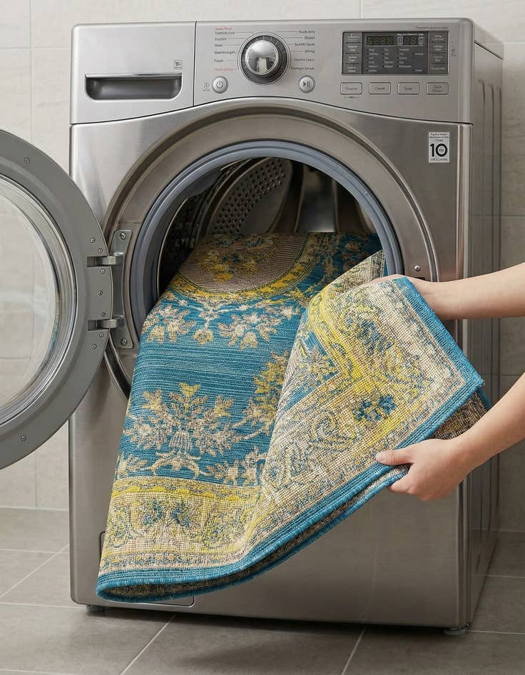 Detail image of 4' x 6'  Washable Traditional Indoor / Outdoor Rug