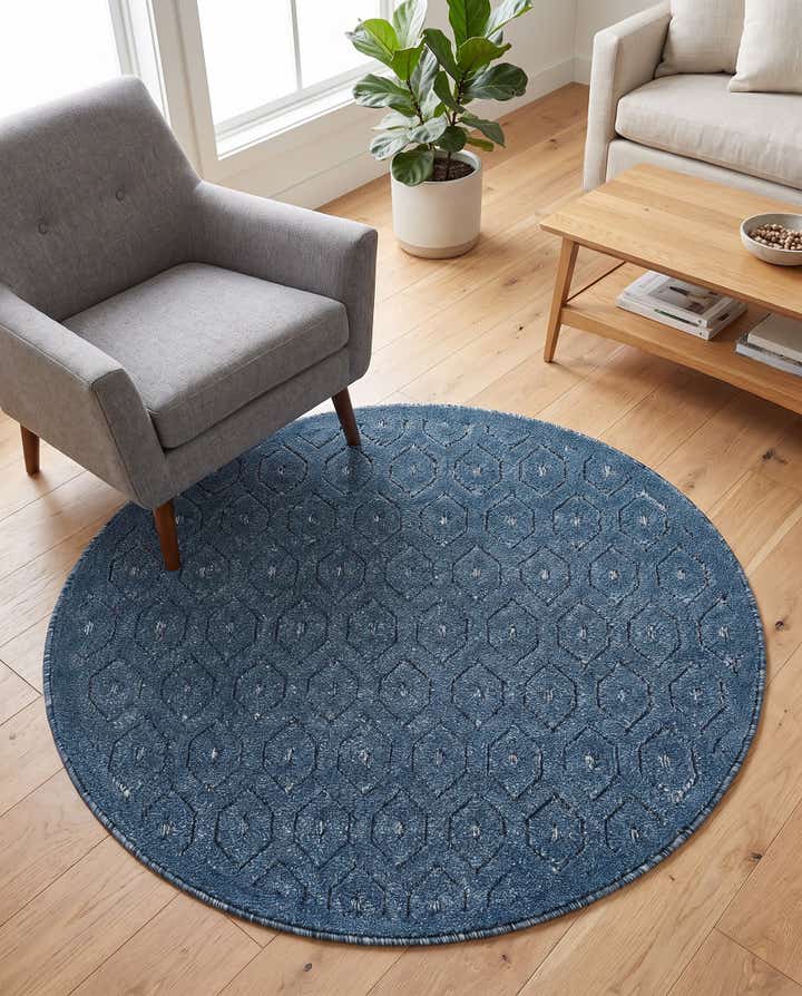 4' x 4' Easy-Clean Trellis Textured Indoor / Outdoor Round Rug