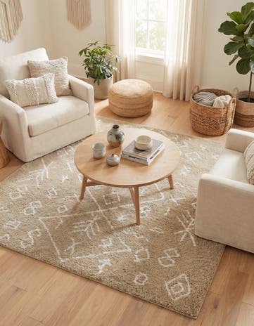Taupe Marrakesh Shag Square Rug