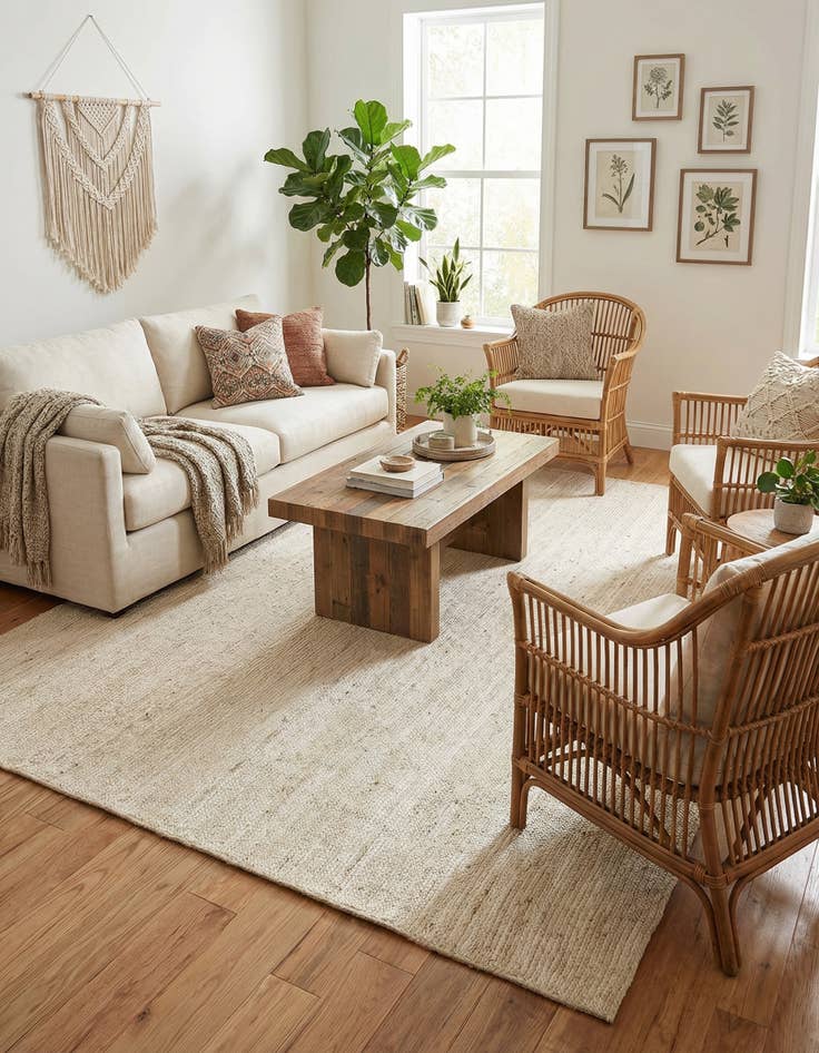 Detail image of 9' x 12'  Hand Braided Jute Rug