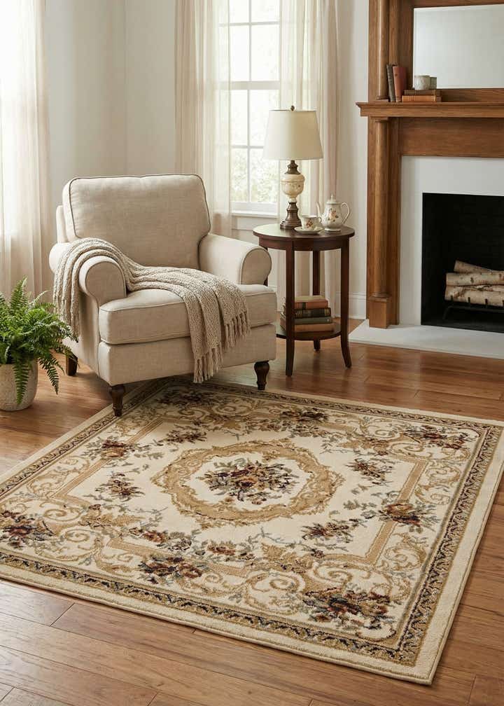 4' x 4' Classic Aubusson Square Rug