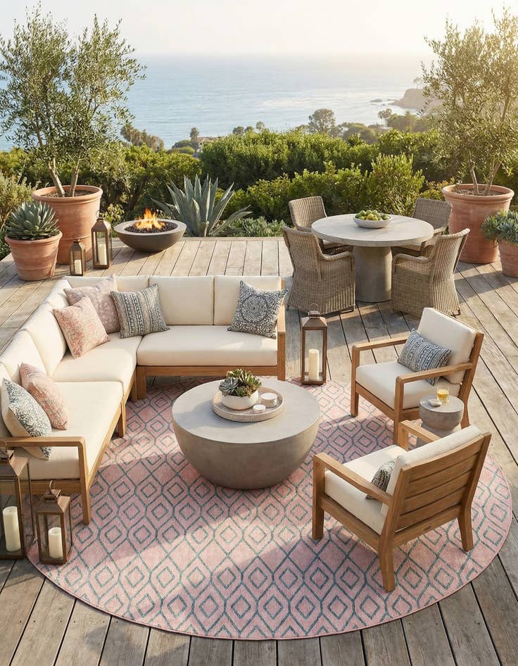 Detail image of 13' x 13'  Washable Jill Zarin Turks and Caicos Indoor / Outdoor Round Rug