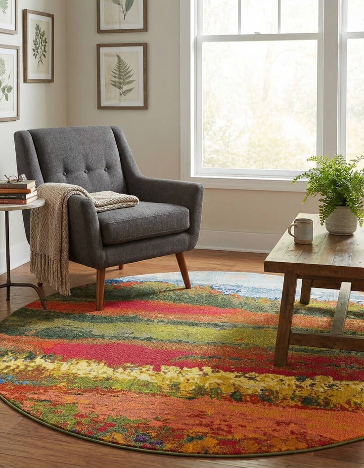 Detail image of  8' x 8'  Washable Hyacinth Round Rug