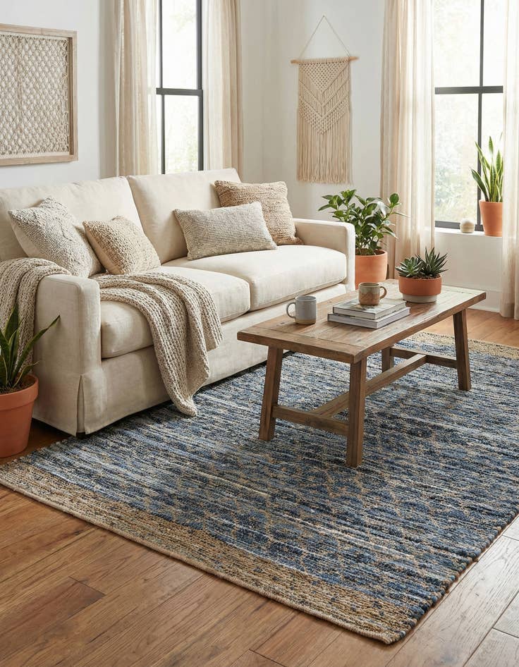 Detail image of 5' 1 x 8'  Hand Woven Chindi Trellis Rug