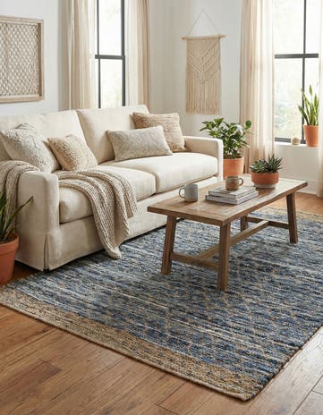 5' 1 x 8' Hand Woven Chindi Trellis Rug