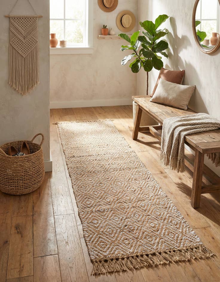 Detail image of  2' 2 x 10'  Hand Woven Braided Jute Runner Rug