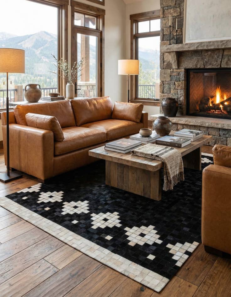 Detail image of 5' 2 x 8' Cowhide - Patchwork Rug