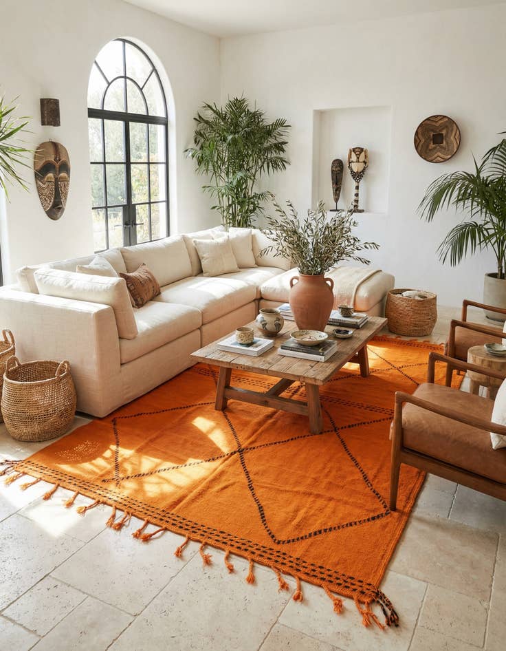 Detail image of 6' 5 x 9' 9  Hand Knotted Moroccan Wool Rug