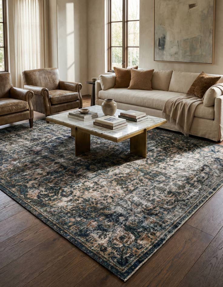 Detail image of 6' 10 x 11'  Hand Knotted Ultra Vintage Persian Wool Rug