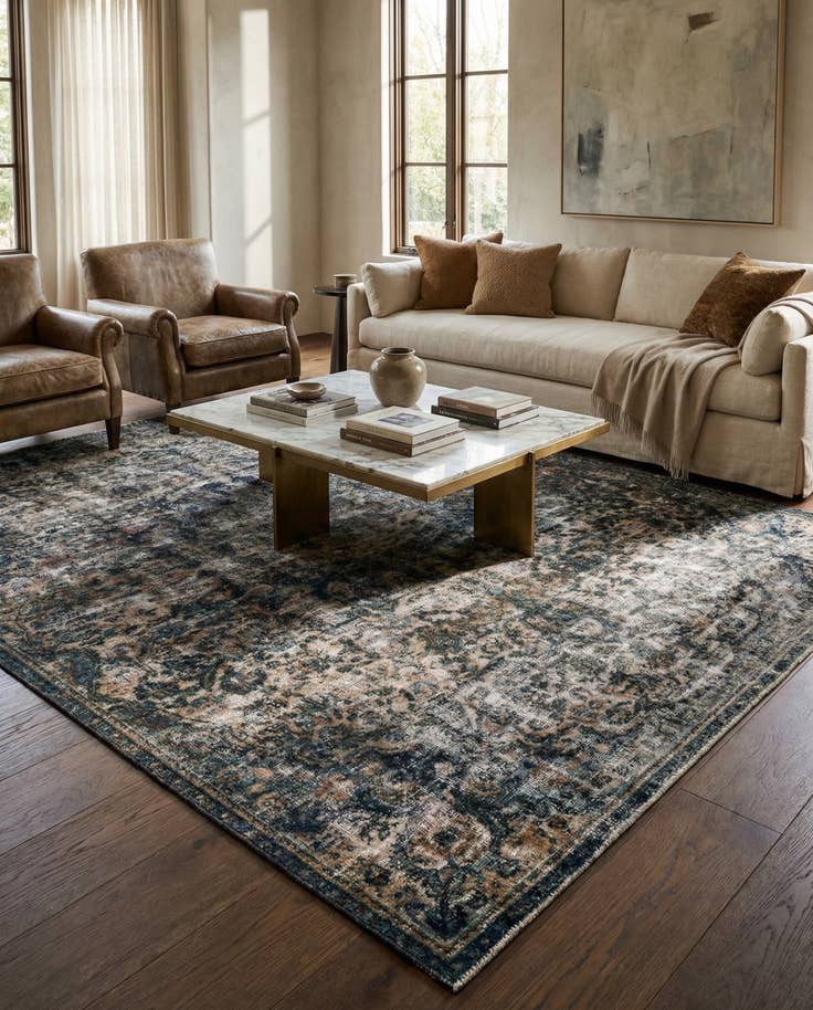 Detail image of 6' 10 x 11' Hand Knotted Ultra Vintage Persian Wool Rug