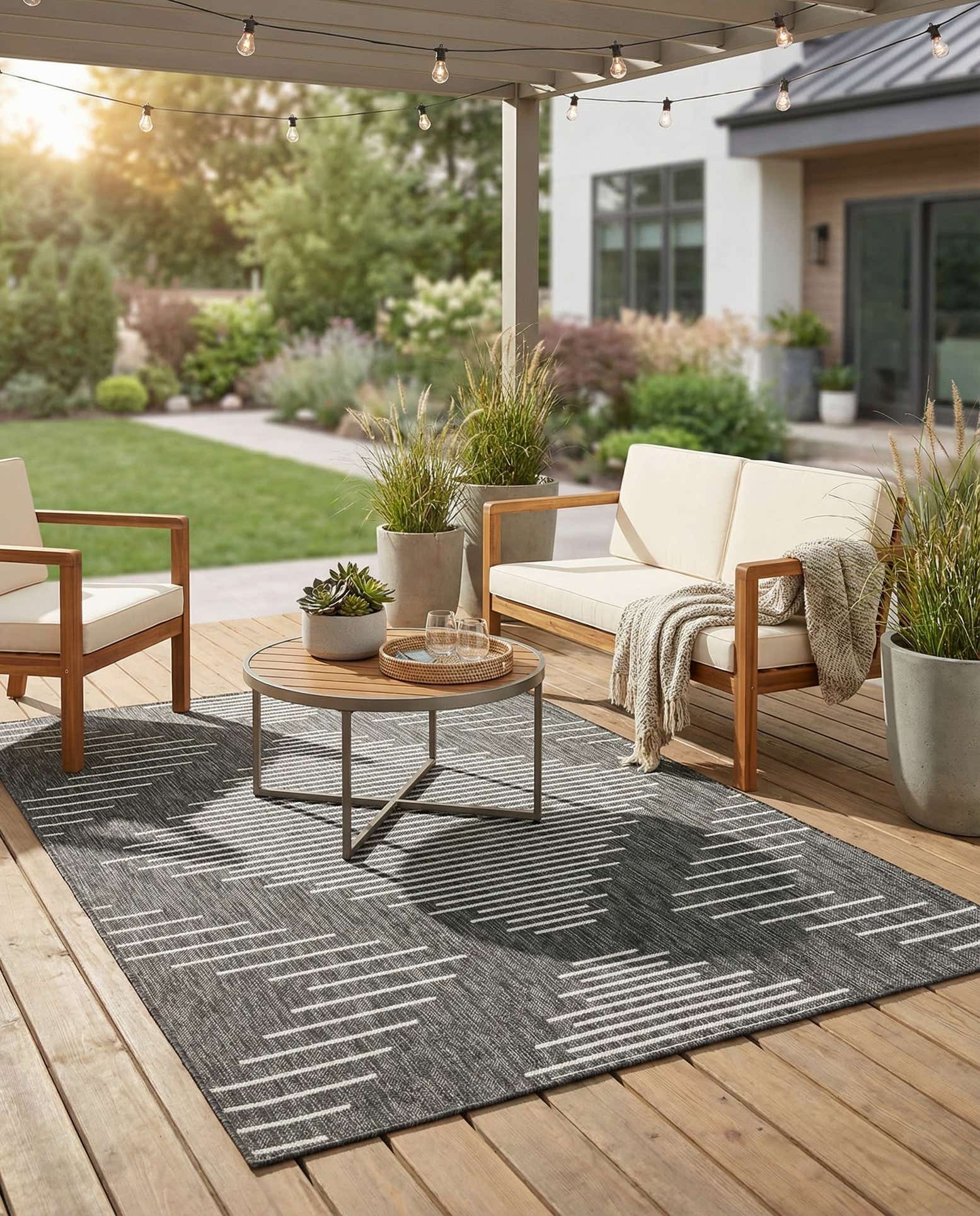 5' 3 x 7' Easy-Clean Modern Indoor / Outdoor Rug