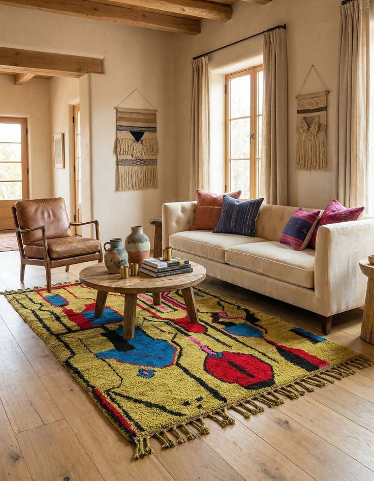 Detail image of 5' x 8' 6  Hand Knotted Moroccan Wool Rug