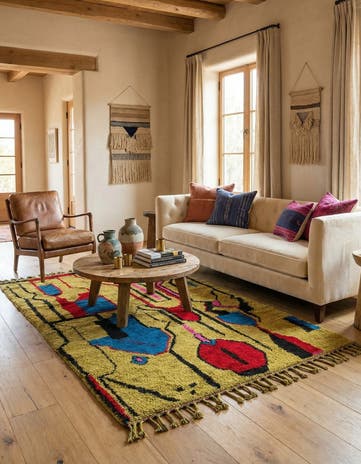 5' x 8' 6 Hand Knotted Moroccan Wool Rug