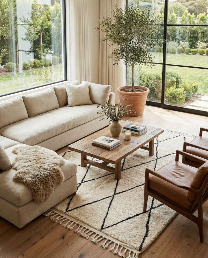 6' 7 x 9' 2 Hand Knotted Moroccan Wool Rug