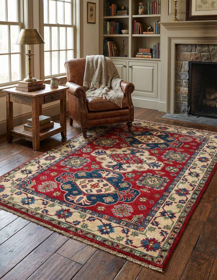 Detail image of  4' 1 x 6' 1  Hand Knotted Kazak Rug