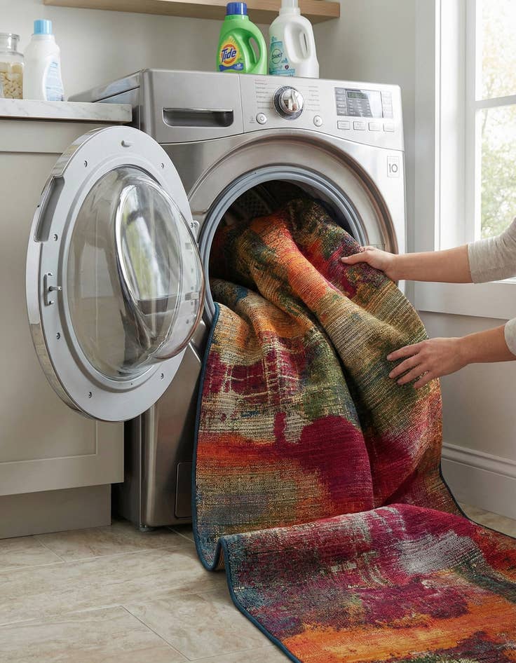 Detail image of 2' 7 x 9'  Washable Modern Indoor / Outdoor Runner Rug