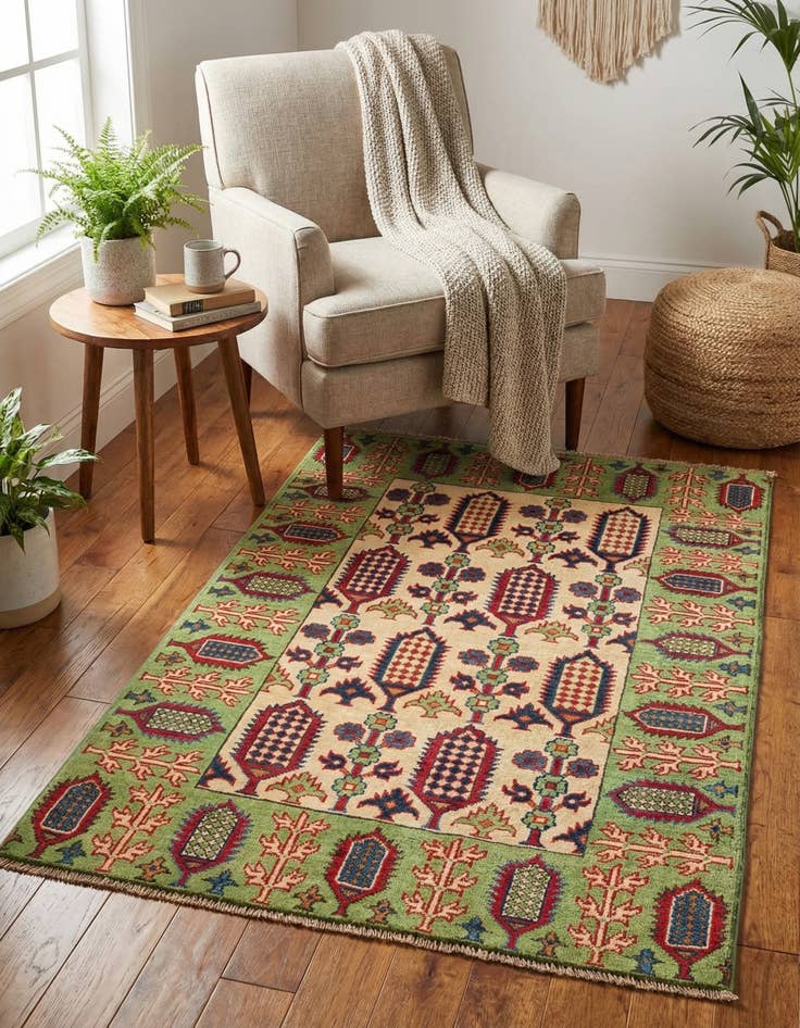 Detail image of 3' 3 x 4' 8  Hand Knotted Kazak Rug