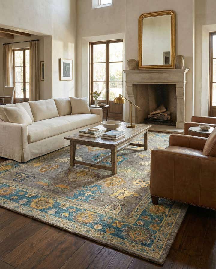 7' 11 x 9' 11 Hand Knotted Oushak Rug