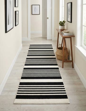 Black and White Milano Runner Rug