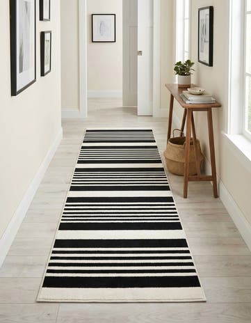 Black and White Milano Runner Rug