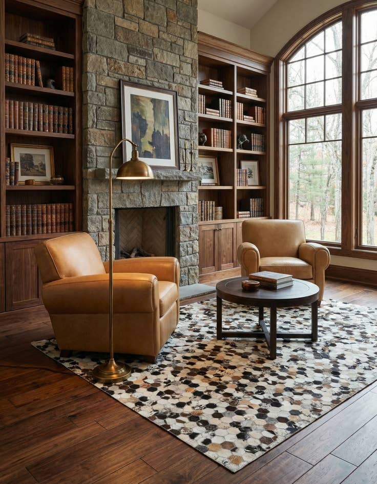 Detail image of 5' 2 x 7' 10 Cowhide Leather Rug