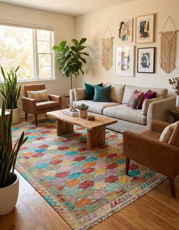 6' 8 x 9' 9 Hand Woven Kilim Modern Wool Rug