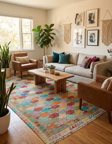 6' 8 x 9' 9 Hand Woven Kilim Modern Wool Rug