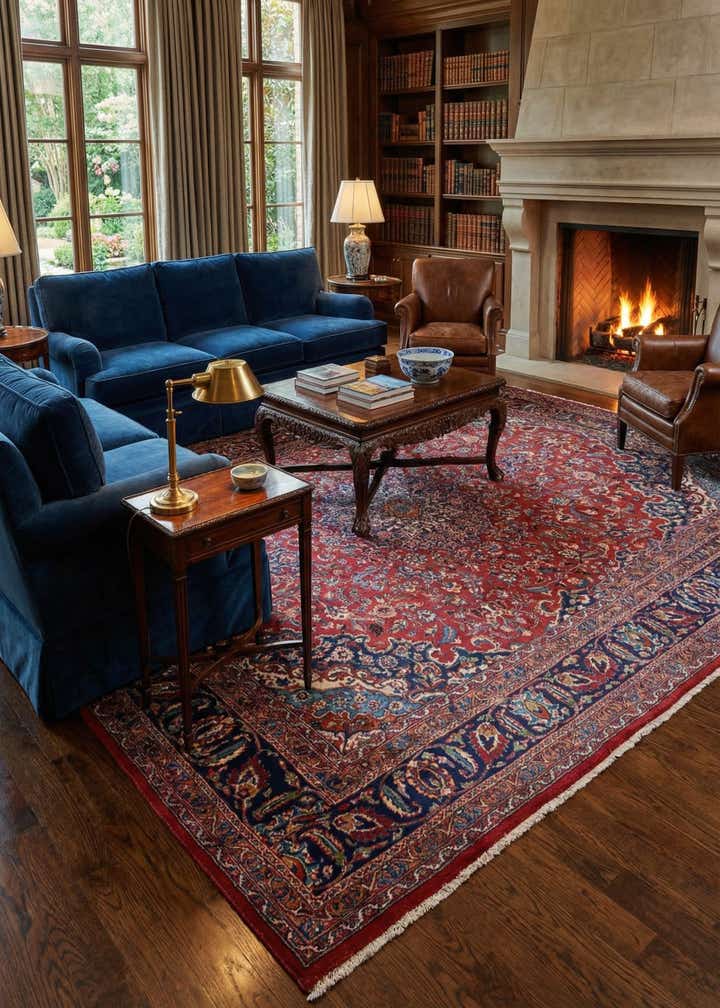 9' 9 x 12' 9 Hand Knotted Mashad Persian Wool Rug