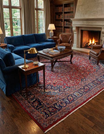 9' 9 x 12' 9 Hand Knotted Mashad Persian Wool Rug