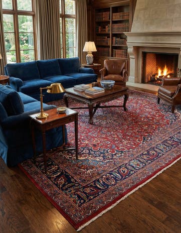9' 9 x 12' 9 Hand Knotted Mashad Persian Wool Rug