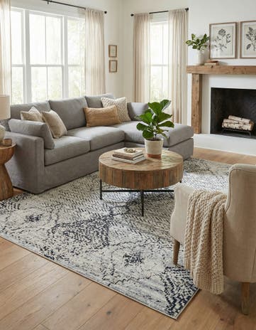 Black and White Kamala Washable Rug