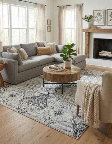Black and White Kamala Washable Rug