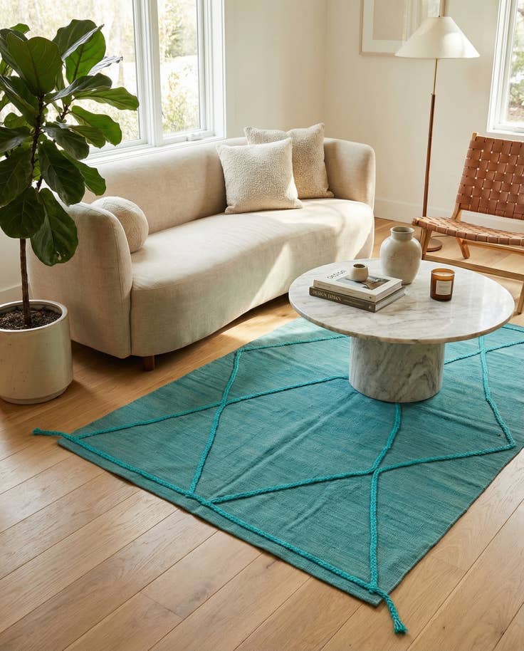 Detail image of 4' 2 x 5' 9 Hand Woven Kilim Modern Wool Rug