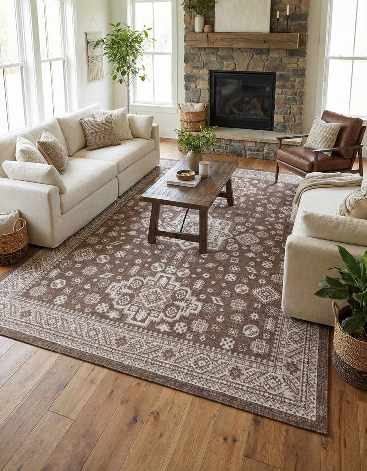 Detail image of 10' x 13'  Washable Aztec Indoor / Outdoor Rug