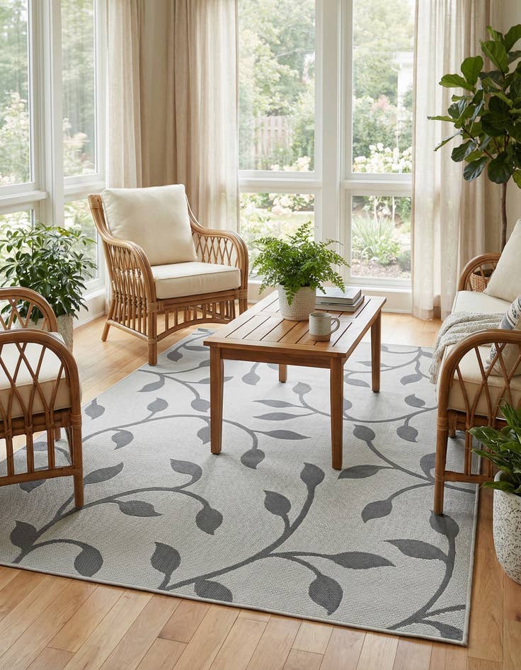 Detail image of 6' x 9'  Washable Botanical Indoor / Outdoor Rug