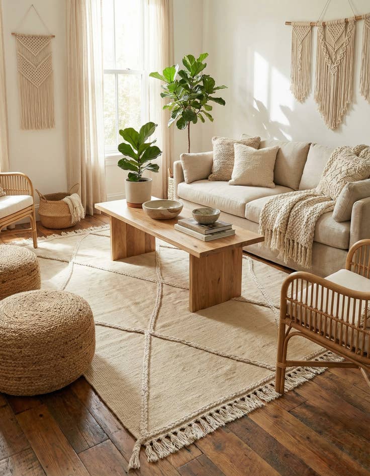 Detail image of 3' 4 x 5'  Hand Knotted Moroccan Wool Rug