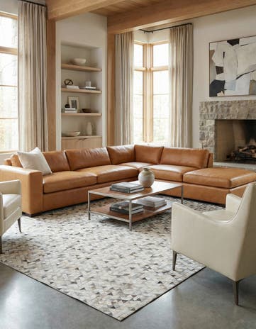 7' 10 x 10' Cowhide Leather Rug