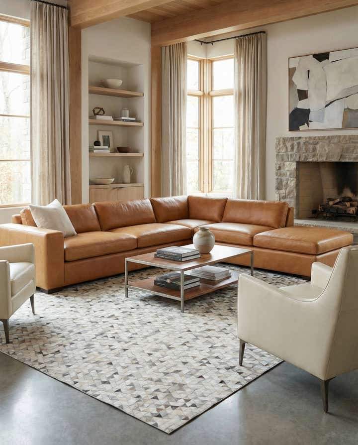 7' 10 x 10' Cowhide Leather Rug