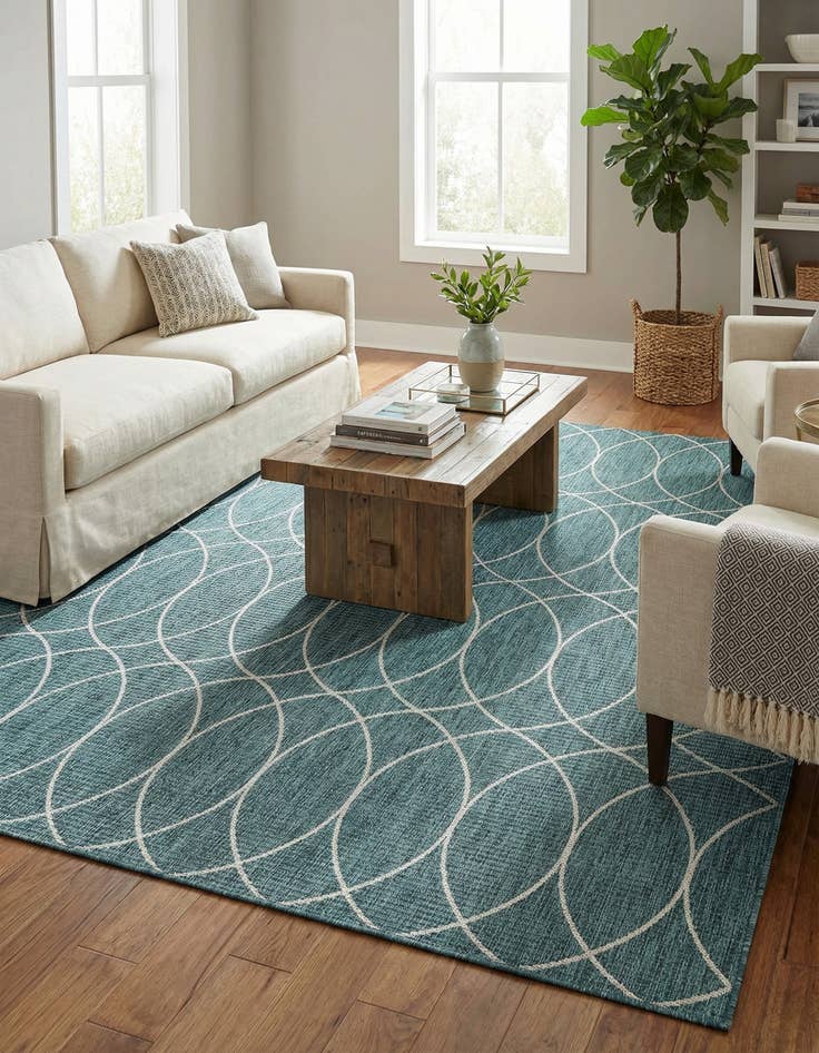 Detail image of 10' x 10'  Washable Trellis Indoor / Outdoor Square Rug