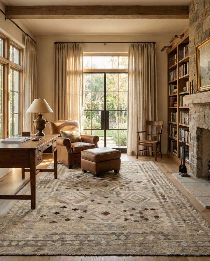 6' 6 x 9' 5 Hand Woven Kilim Maymana Wool Rug