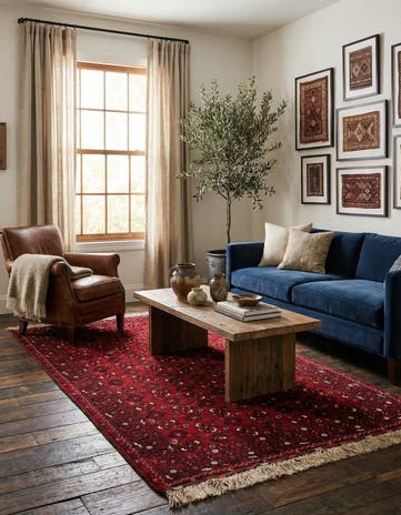 3' 5 x 6' 6 Hand Knotted Afghan Akhche Wool Rug
