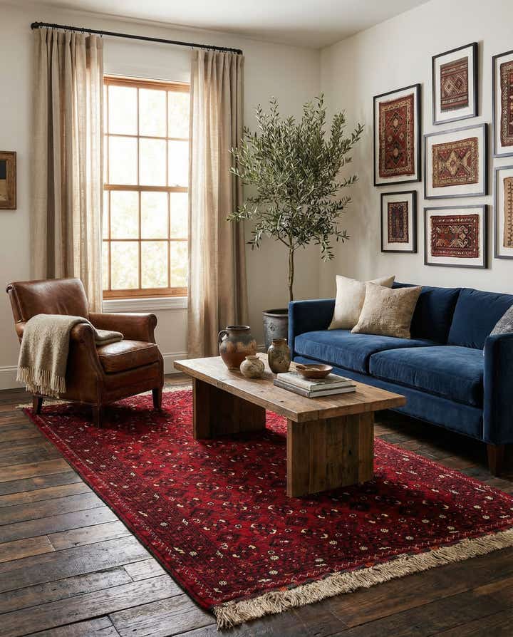 3' 5 x 6' 6 Hand Knotted Afghan Akhche Wool Rug