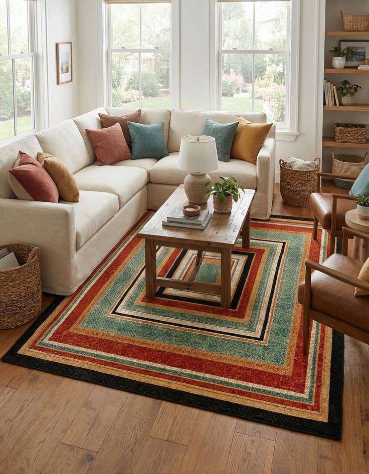 Detail image of 6' x 9'  Washable Modern Indoor / Outdoor Rug