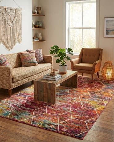  9' x 12' Lattice Frieze Rug